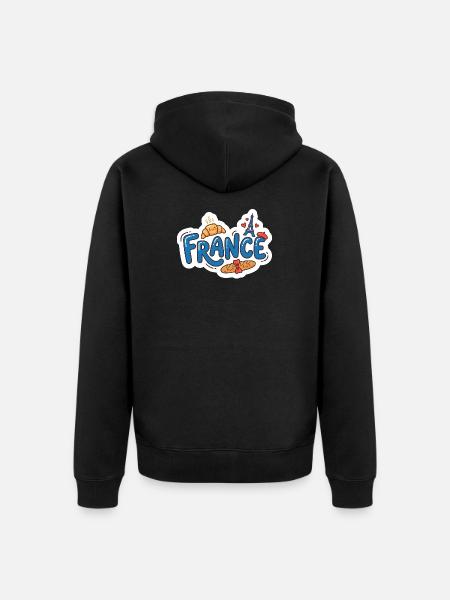 Sticker France Kawaii Croissant Paris - Unisex Premium Organic Zip Hoodie - black