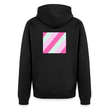 Cascade de bandes diagonales pastel - Veste à capuche bio Premium Unisexe - noir - Dos - Nico (187cm)