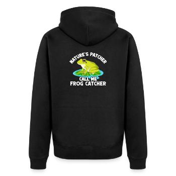 Frog Catcher Patcher Frog - Unisex Premium Bio Zip Hoodie - Schwarz - Hinten - Nico (187cm)