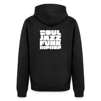 Police de caractères Soul Jazz Funk HipHop - Veste à capuche bio Premium Unisexe - noir - Dos - Nico (187cm)