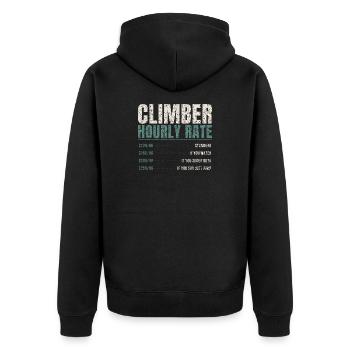 Climber Hourly Rate Funny - Unisex Premium Organic Zip Hoodie - black - Back - Nico (187cm)