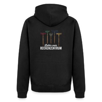 LEITER VOM RECHENZENTRUM - IT-Management - Unisex Premium Bio Zip Hoodie - Schwarz - Hinten - Nico (187cm)