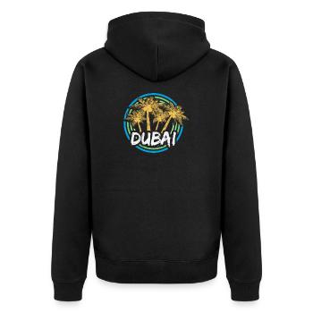 Ferien Dubai - Unisex Premium Bio Zip Hoodie - Schwarz - Hinten - Nico (187cm)