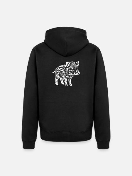 Wildschwein Frischlinge Geschenk - Unisex Premium Bio Zip Hoodie - Schwarz
