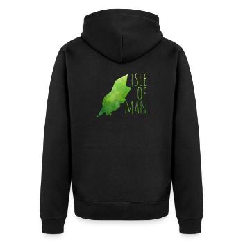 isle of man - Unisex Premium Bio Zip Hoodie - Schwarz - Hinten - Nico (187cm)