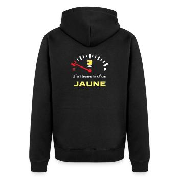 J'ai besoin d'un jaune - Message Humour Alcool - Veste à capuche bio Premium Unisexe - noir - Dos - Nico (187cm)