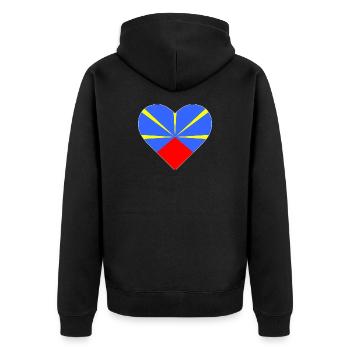 Coeur drapeau l’île de la réunion - Veste à capuche bio Premium Unisexe - noir - Dos - Nico (187cm)