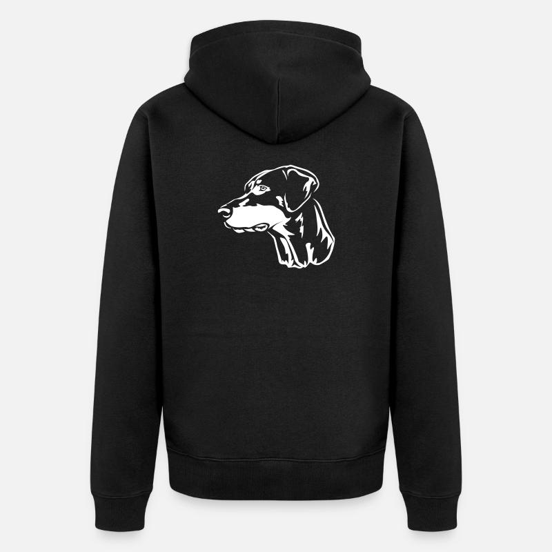 Dobermann Kopf "Black Edition" - Unisex Premium Bio Zip Hoodie - Schwarz