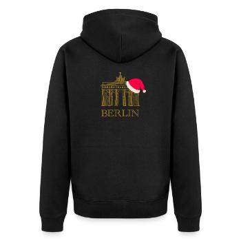 Berlin Noël Porte de Brandebourg - Veste à capuche bio Premium Unisexe - noir - Dos - Nico (187cm)