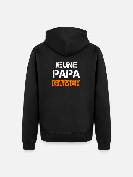 Jeune Papa Gamer - Veste à capuche bio Premium Unisexe - noir