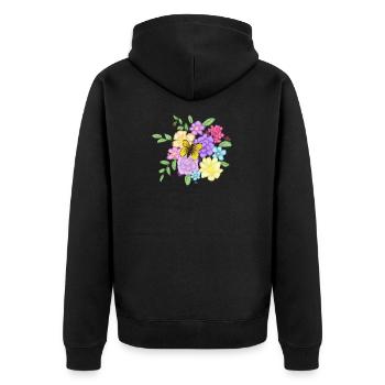 Flower bouquet - Unisex Premium Organic Zip Hoodie - black - Back - Nico (187cm)