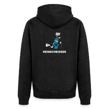 Heimscheisser WC Klo - Unisex Premium Bio Zip Hoodie - Schwarz - Hinten - Nico (187cm)