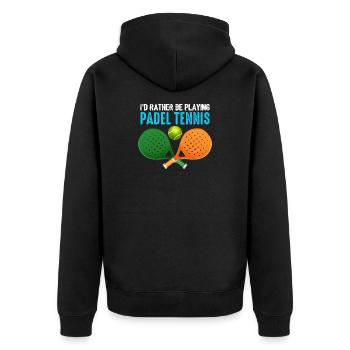 Padel Ich spiele lieber Padel-Tennis - Unisex Premium Bio Zip Hoodie - Schwarz - Hinten - Nico (187cm)
