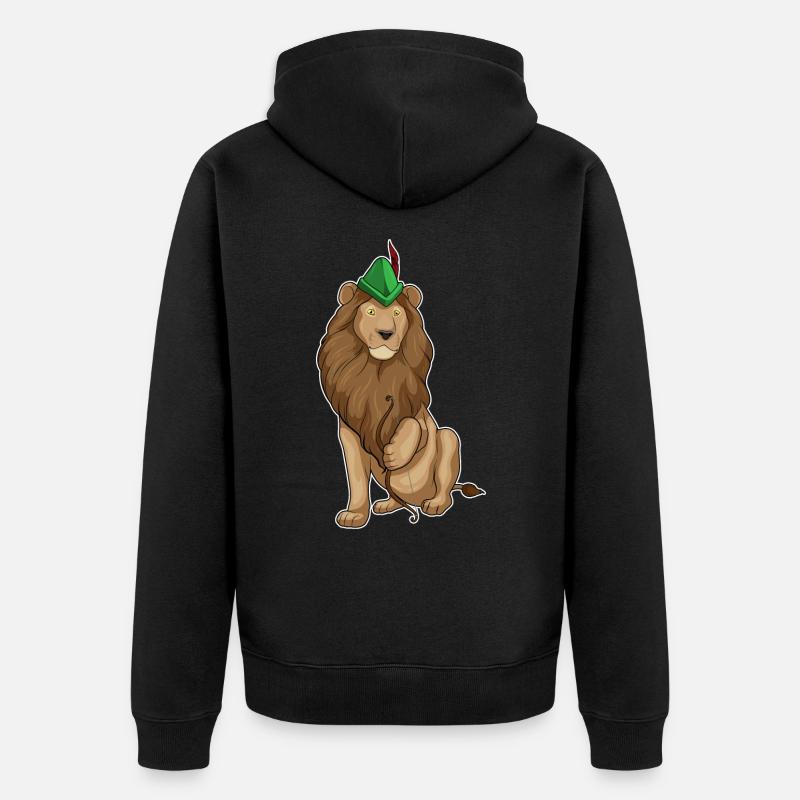 Löwe Bogenschütze Bogen - Unisex Premium Bio Zip Hoodie - Schwarz