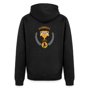 Fussball Sieger Pokal Turnier Spiel Platz Fußball - Unisex Premium Bio Zip Hoodie - Schwarz - Hinten - Nico (187cm)