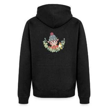 zauberhafter süßer Weihnachtself mit Vogel - Unisex Premium Bio Zip Hoodie - Schwarz - Hinten - Nico (187cm)