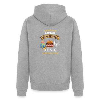 Radball Geburtstag Spieler Fahrradball Radballer - Unisex Premium Bio Zip Hoodie - Grau meliert - Hinten - Nico (187cm)