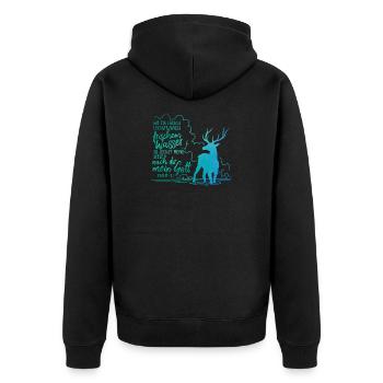 Wie ein Hirsch lechzt nach frischem Wasser - Unisex Premium Bio Zip Hoodie - Schwarz - Hinten - Nico (187cm)