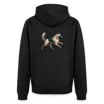 3D Geometrischer Origami-Malinois-Hund - Unisex Premium Bio Zip Hoodie - Schwarz - Hinten - Nico (187cm)