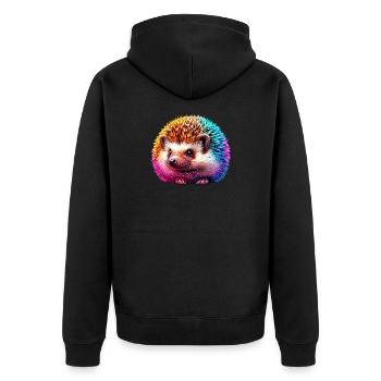 Igel - Unisex Premium Bio Zip Hoodie - Schwarz - Hinten - Nico (187cm)