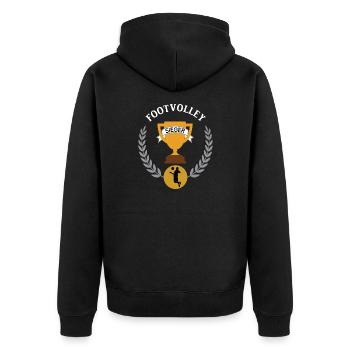 Footvolley Sieger Gewinner Turnier Meisterschaft - Unisex Premium Bio Zip Hoodie - Schwarz - Hinten - Nico (187cm)