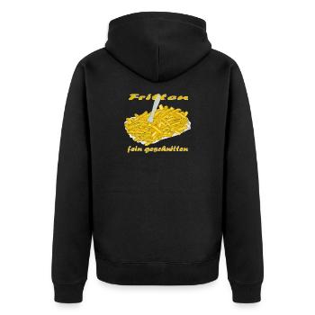 Pommes Frittes - Unisex Premium Bio Zip Hoodie - Schwarz - Hinten - Nico (187cm)
