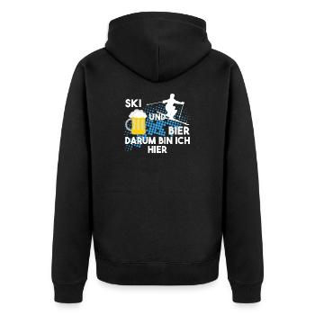 Ski und Bier darum bin ich hier - Unisex Premium Bio Zip Hoodie - Schwarz - Hinten - Nico (187cm)