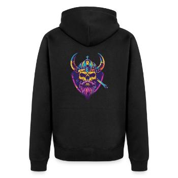 Viking Skeleton - Unisex Premium Organic Zip Hoodie - black - Back - Nico (187cm)