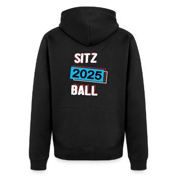 Sitzball 2025 Sitzballer Sitzballspieler Spiel - Unisex Premium Bio Zip Hoodie - Schwarz - Hinten - Nico (187cm)