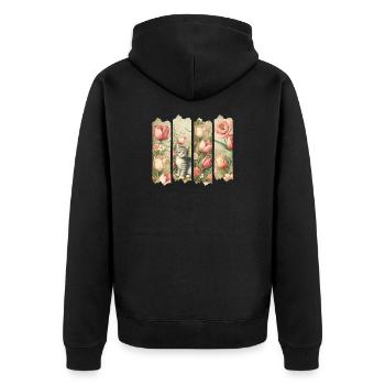 Frühlingszauber mit Kätzchen und Tulpen - Unisex Premium Bio Zip Hoodie - Schwarz - Hinten - Nico (187cm)