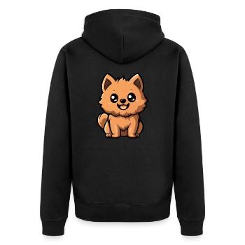 Zwergspitz Hund Niedlich Pomeranian - Unisex Premium Bio Zip Hoodie - Schwarz - Hinten - Nico (187cm)