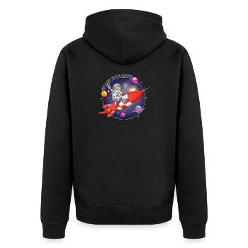 L’astronaute et la fusée rouge dans l’espace - Veste à capuche bio Premium Unisexe - noir - Dos - Nico (187cm)
