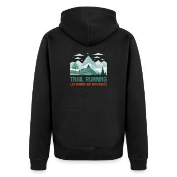 Trailrunning - Unisex Premium Bio Zip Hoodie - Schwarz - Hinten - Nico (187cm)