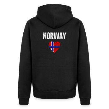 Ich liebe Norwegen, die Flagge Norwegens - Unisex Premium Bio Zip Hoodie - Schwarz - Hinten - Nico (187cm)