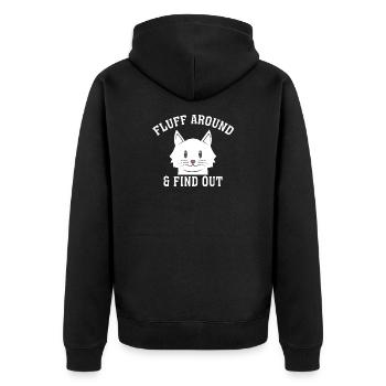 Fluff-Around-Drôle-Sarcastique-Chat-Dame-Citation-Hum - Veste à capuche bio Premium Unisexe - noir - Dos - Nico (187cm)