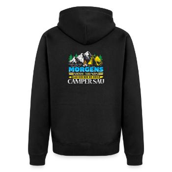 Camper Camping Caravan Saying - Unisex Premium Organic Zip Hoodie - black - Back - Nico (187cm)