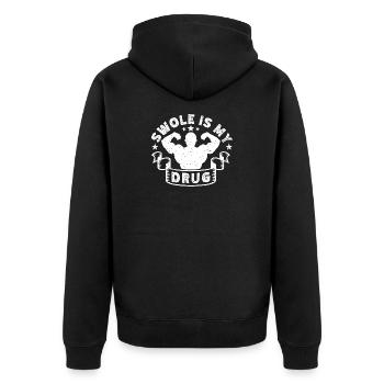 Powerlifting Bodybuilder Swole Is My Drug Gym Gift - Unisex Premium Bio Zip Hoodie - Schwarz - Hinten - Nico (187cm)