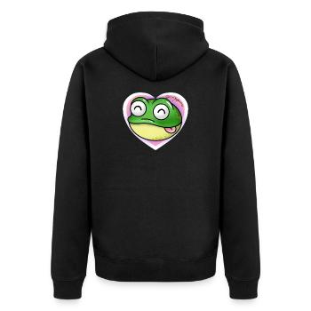 Frosch - Unisex Premium Bio Zip Hoodie - Schwarz - Hinten - Nico (187cm)