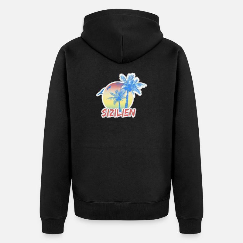 La Sicile comme vacances - Veste à capuche bio Premium Unisexe - noir