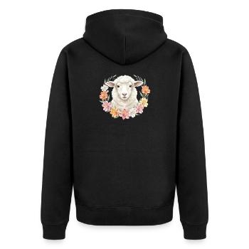 Weisses Schaf - Unisex Premium Bio Zip Hoodie - Schwarz - Hinten - Nico (187cm)