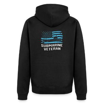 5. Juli Uboot Submarine Veteran Marine USA - Unisex Premium Bio Zip Hoodie - Schwarz - Hinten - Nico (187cm)
