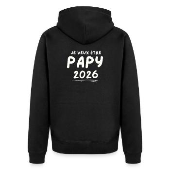 Je Veux Être Papy 2026 - Veste à capuche bio Premium Unisexe - noir - Dos - Nico (187cm)