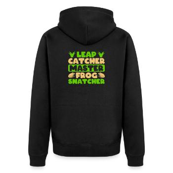 Frog Catcher Leap Catcher Master Snatcher Frog - Unisex Premium Bio Zip Hoodie - Schwarz - Hinten - Nico (187cm)