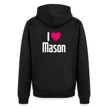 I Love Mason Pinkes Herz Ich liebe Mason - Unisex Premium Bio Zip Hoodie - Schwarz - Hinten - Nico (187cm)
