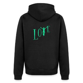 Liebe Radfahren - Unisex Premium Bio Zip Hoodie - Schwarz - Hinten - Nico (187cm)