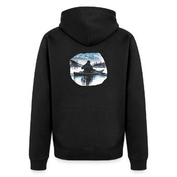 Kayak - Unisex Premium Organic Zip Hoodie - black - Back - Nico (187cm)