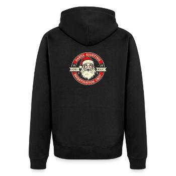 Weihnachtsmann-Sichtungsuntersuchungseinheit Lusti - Unisex Premium Bio Zip Hoodie - Schwarz - Hinten - Nico (187cm)