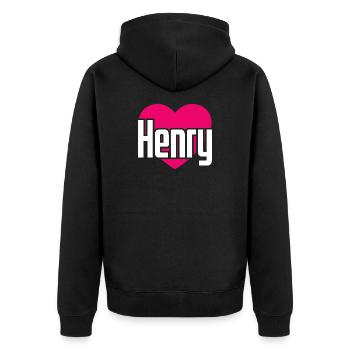 I Love Henry Pinkes Herz Ich liebe Henry - Unisex Premium Bio Zip Hoodie - Schwarz - Hinten - Nico (187cm)
