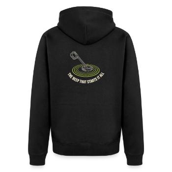 Introverted metal detector hobbyist - Unisex Premium Organic Zip Hoodie - black - Back - Nico (187cm)
