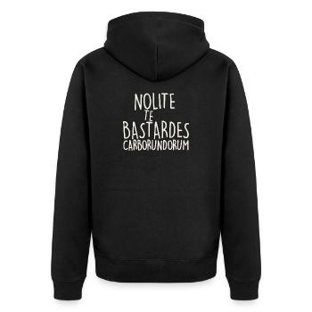 Nolite Te Bastardes Carborundorum - Unisex Premium Organic Zip Hoodie - black - Back - Nico (187cm)